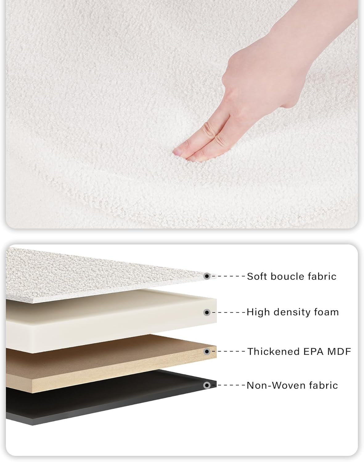 White Twenty TwoIn Round Sherpa Boucle Ottoman Tray