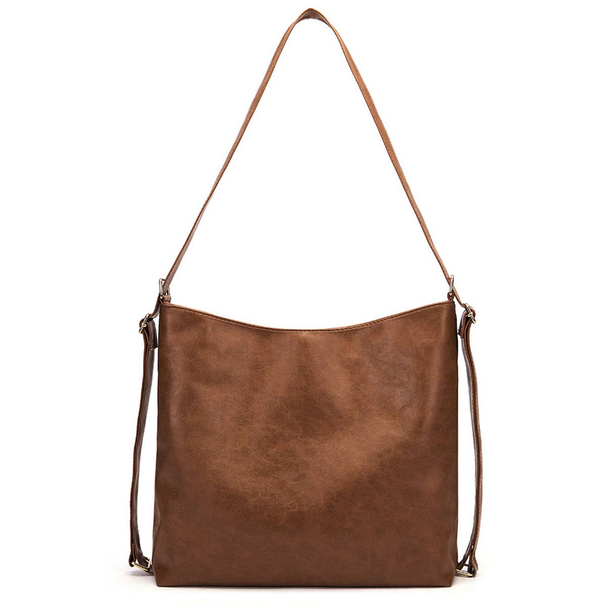 RETRO PU HANDBAG LEATHER BACKPACK FOR WOMEN_CWAB0563: BROWN / (OS) 1