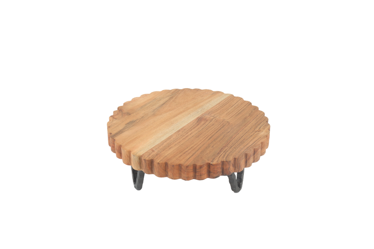 Wood Cake Stand with Scalloped Edges