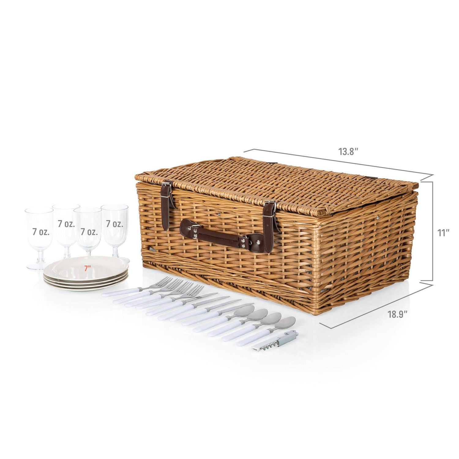 Belmont Picnic Basket: Navy Blue & White Stripe