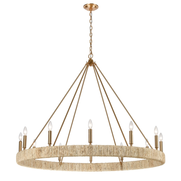 12 Light Chandelier from the Abaca collection in Polished Nickel finish