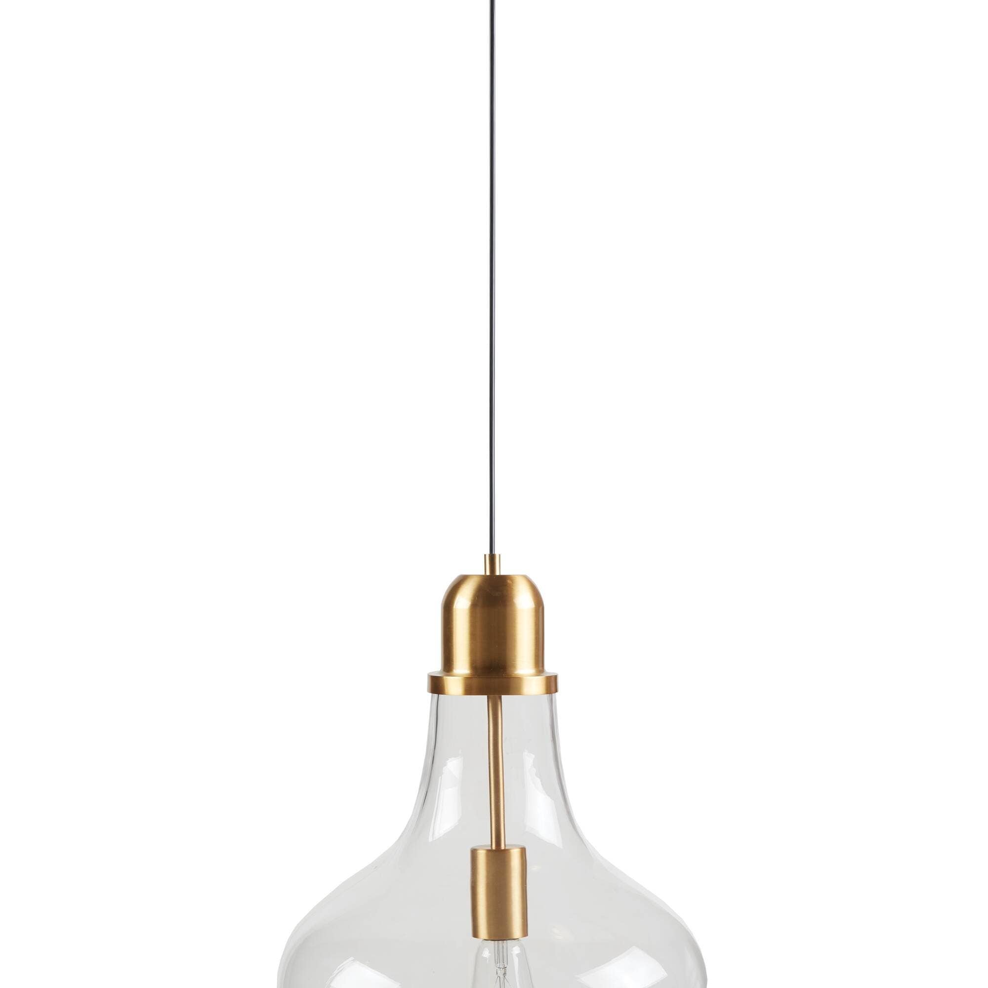 Bell Shaped Glass Pendant, Gold/Clear