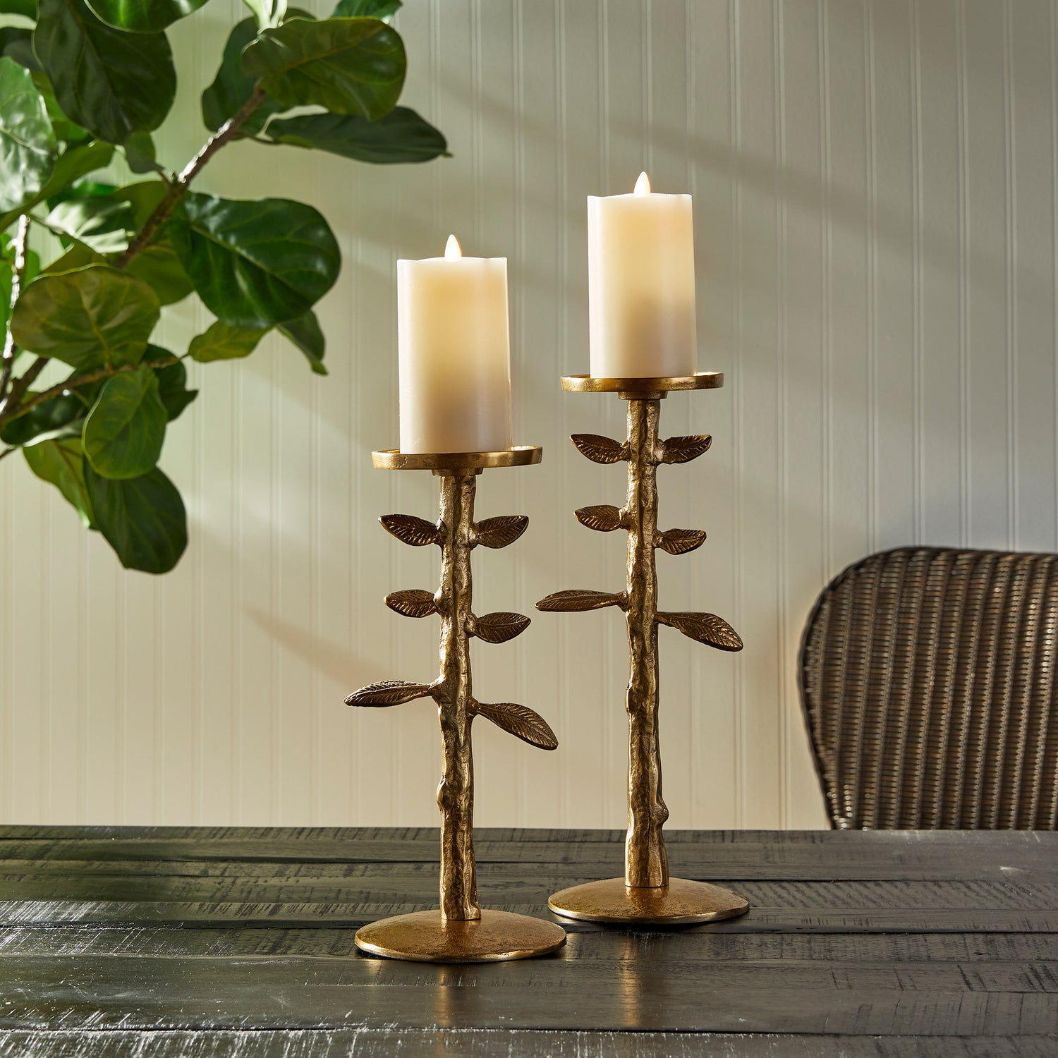 Brier Candle Stands, Set Of 2