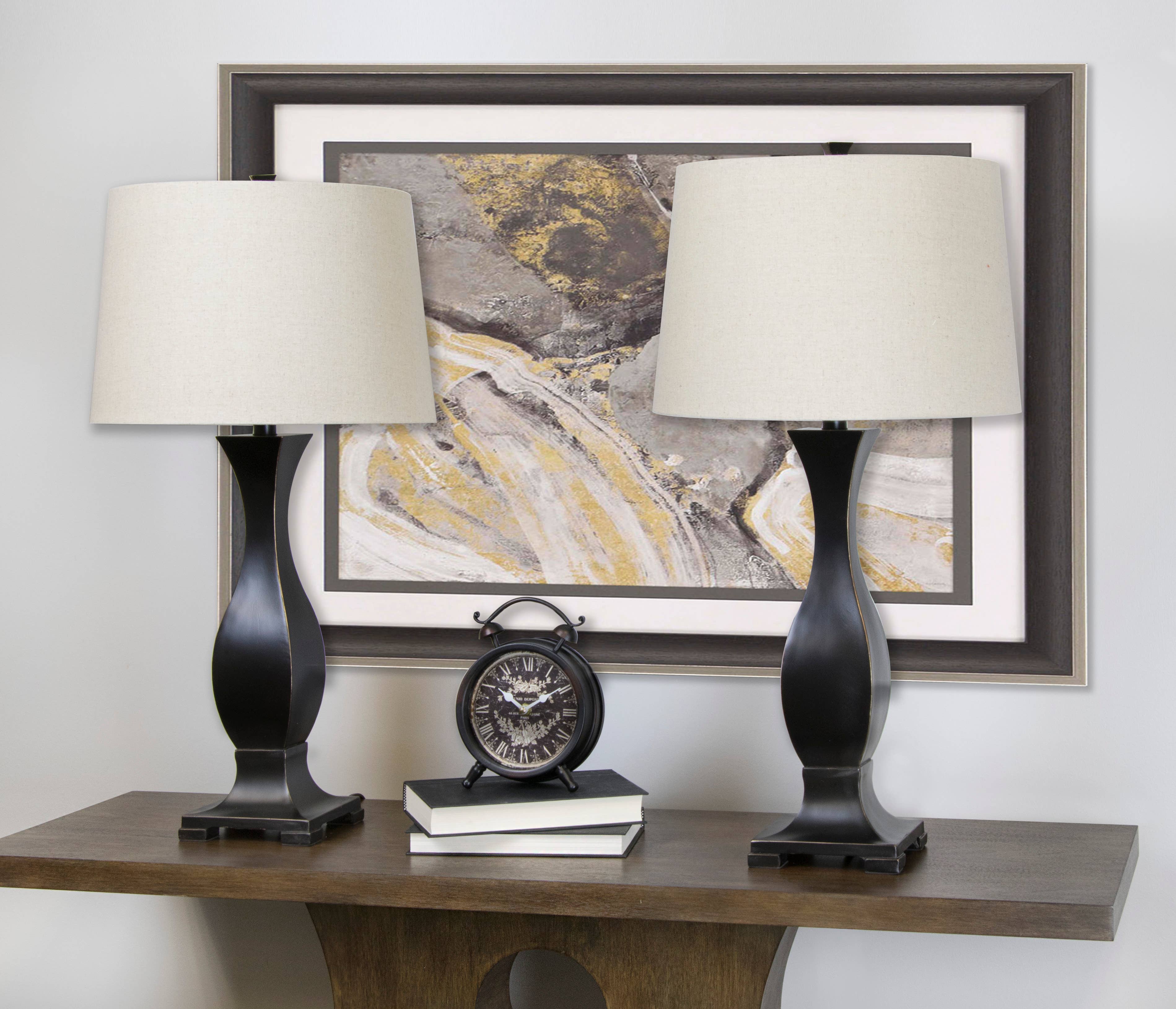 29" Oil-Rubbed Bronze Table Lamp w/ Gold-Rubbed Edges