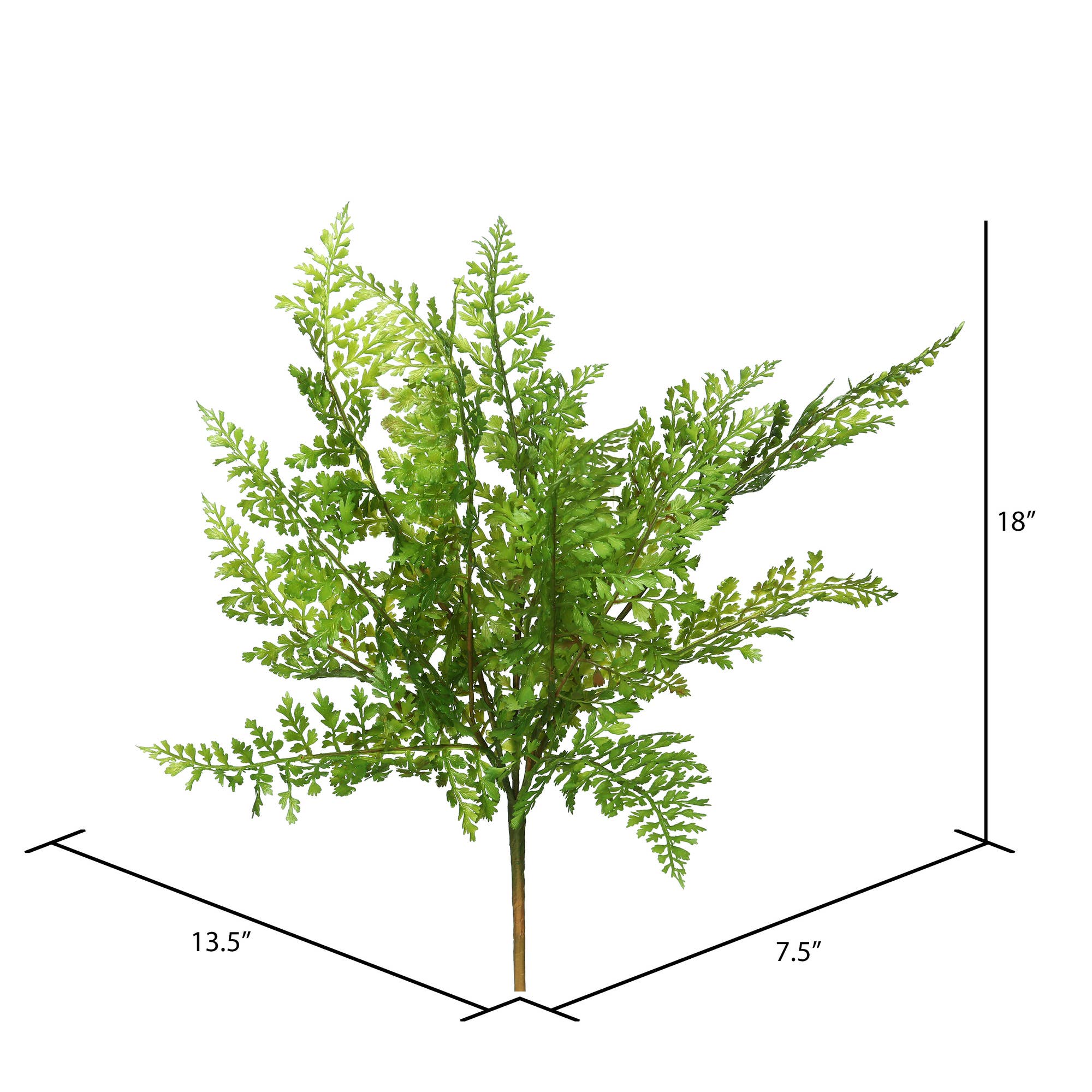 Vickerman 18" Artificial Green Fern Stem, Set of 3: Green / Plastic / 18"