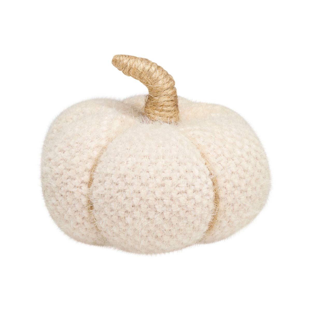 Sm. Cream Fuzzy Fall Fabric Pumpkin
