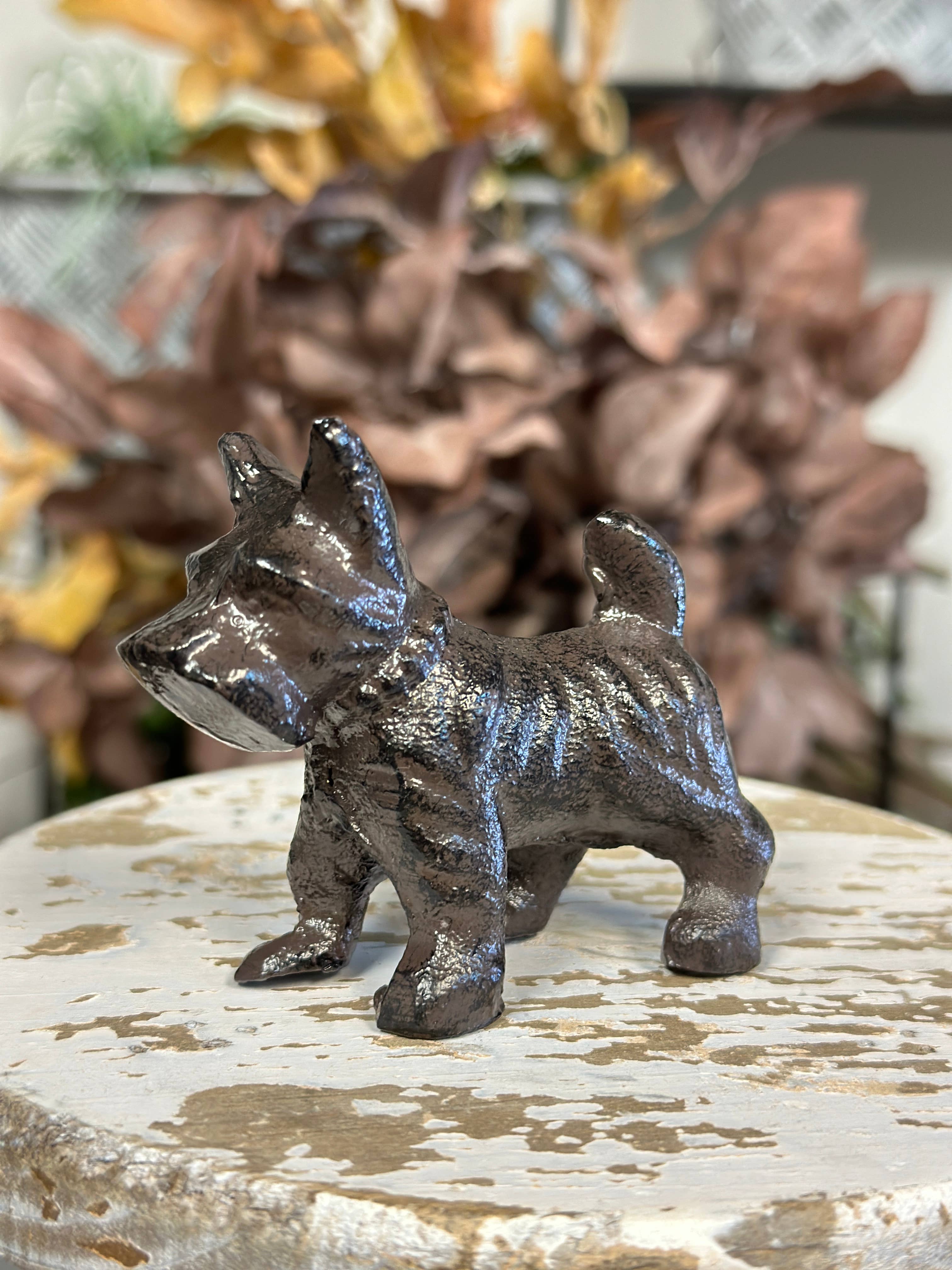 Cast Iron Schnauzer Dog Pet Statue