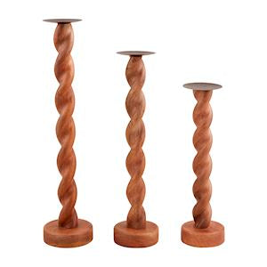 Twisted Wood Candlestick - 3 Sizes