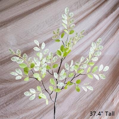 Artificial Plant Fresh Spring Leaf Stem 37" Tall: Green White