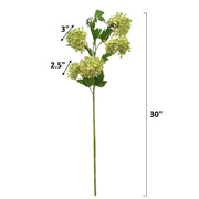 30"-5 Blooms seeded-faux Snowball hydrangea spray