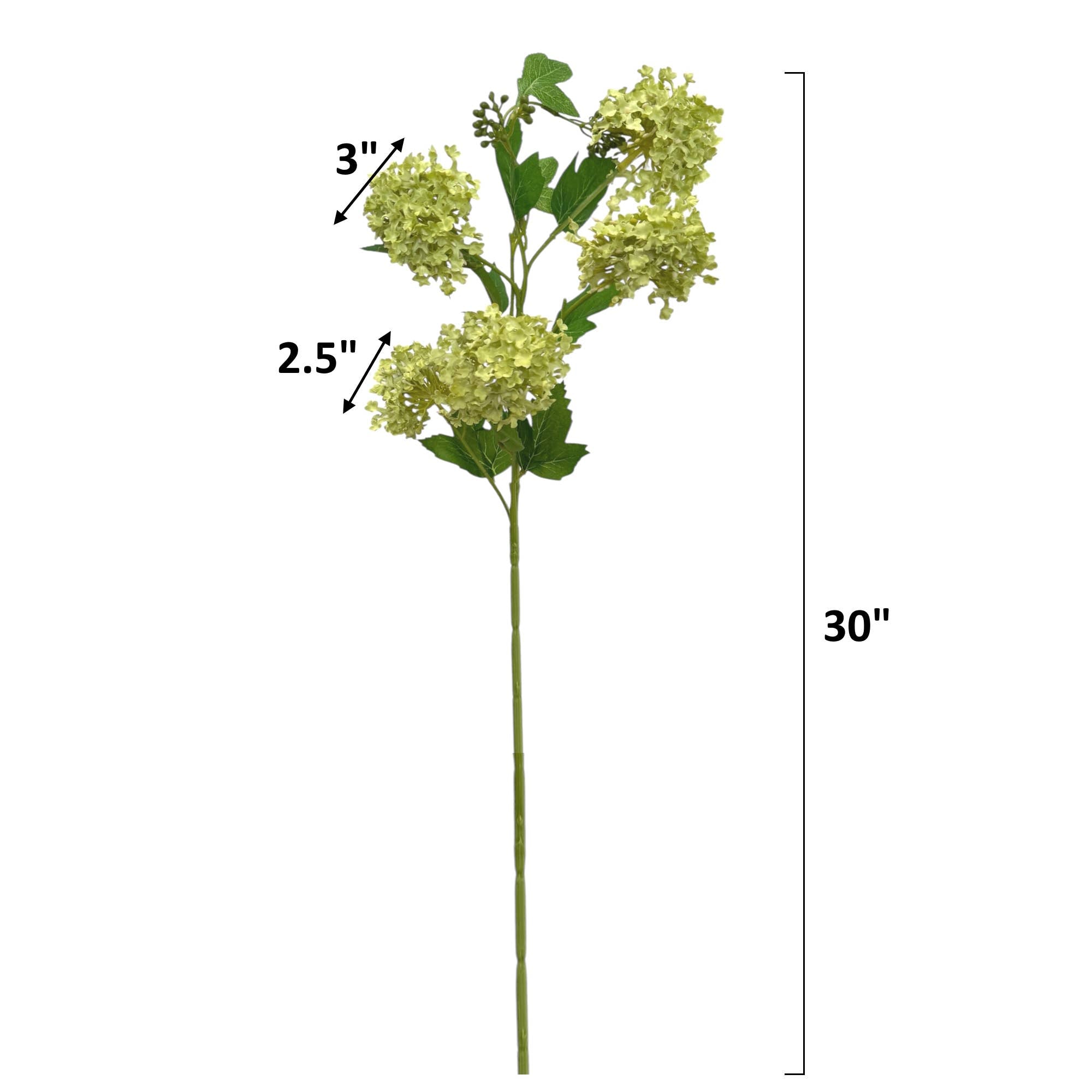 30"-5 Blooms seeded-faux Snowball hydrangea spray