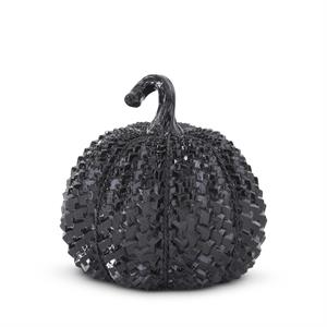 Resin Black Glossy Embossed Pumpkin - 3 Sizes