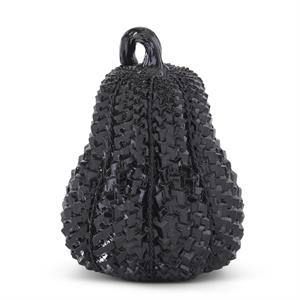 Resin Black Glossy Embossed Pumpkin - 3 Sizes