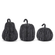 Resin Black Glossy Embossed Pumpkin - 3 Sizes