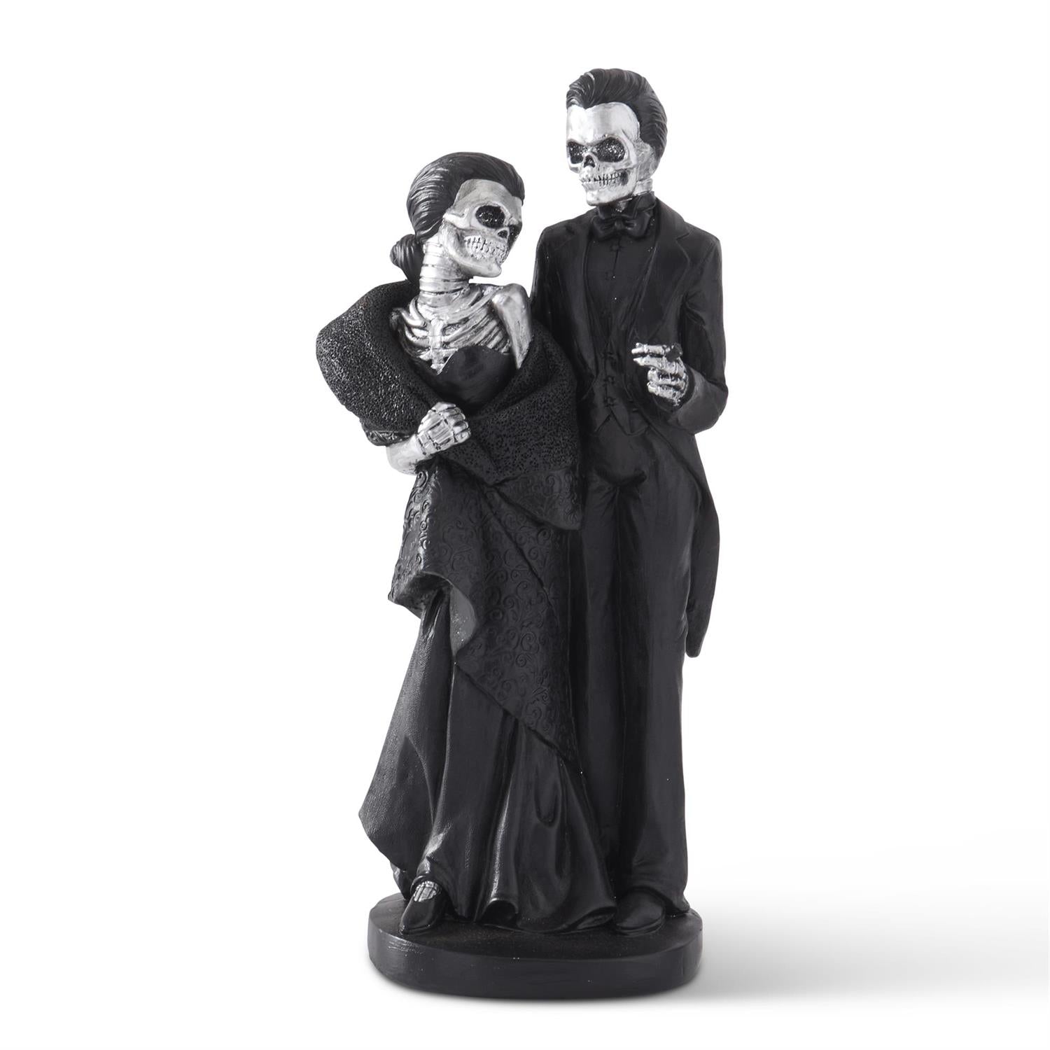 13 Inch Black & Silver Resin Skeleton Couple