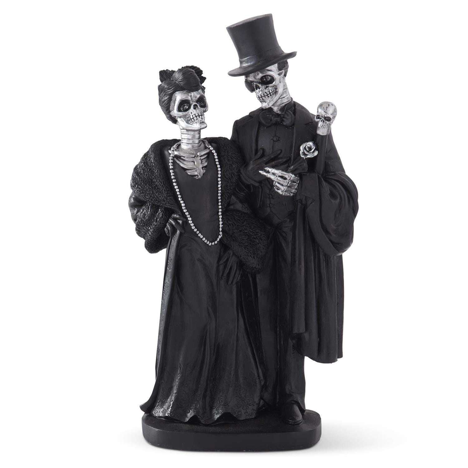 18 Inch Black & Silver Resin Skeleton Couple