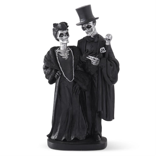 18 Inch Black & Silver Resin Skeleton Couple