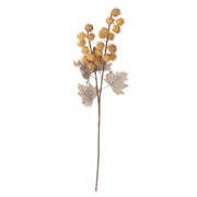 Yellow Eva Pod Spray w/Tan Leaves - 40 Inch