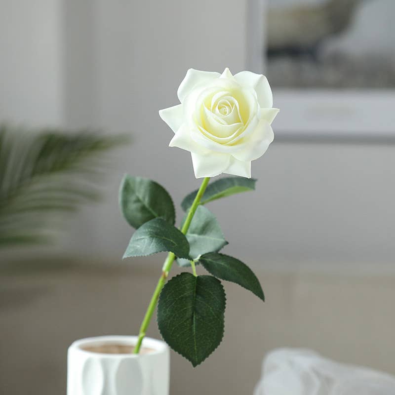Pack of 48 stems-real touch rose: Stark White