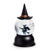 8" FLYING WITCH LIGHTED SWIRLING BAT GLOBE