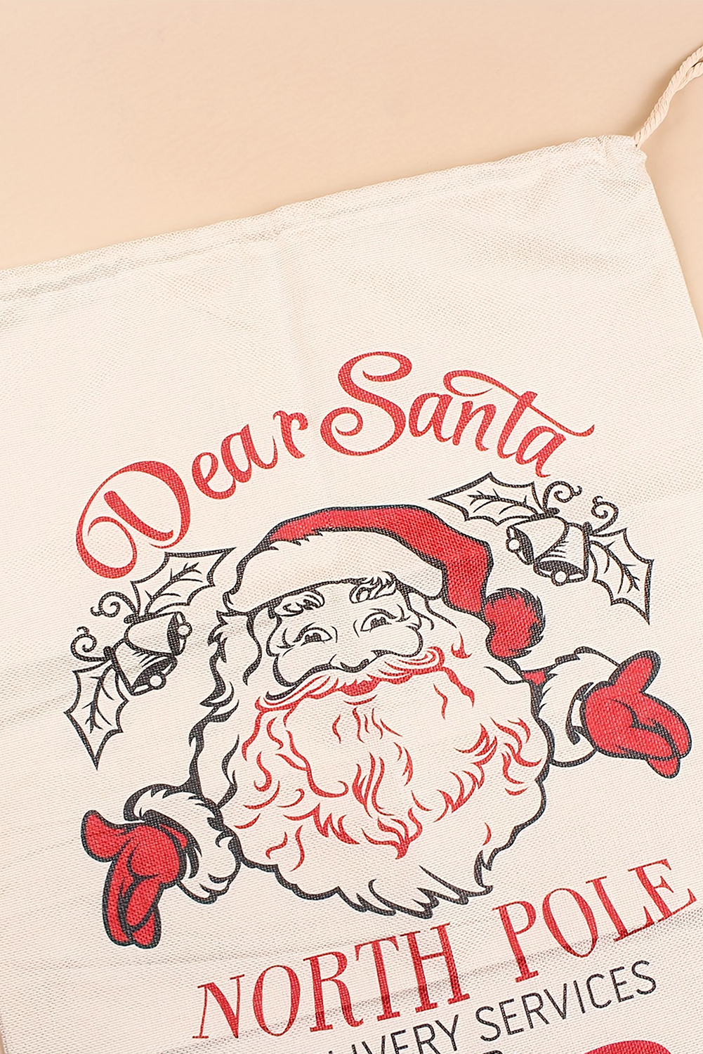 LDC Santa Clause Closure Canvas Christmas Gift Bag: White / ONE SIZE
