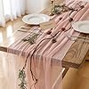 Beige Gauze Rustic Cheesecloth Table Runner 120 Inch 10 FT