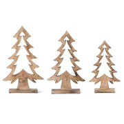 Wood Pine Trees On Base - 3 Sizes