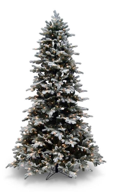 Pre Lit Flock Christmas Tree w/2783 Lights - 10 Foot