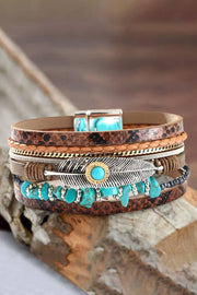 Vintage Turquoise Multi-layer Leather Bracelet: Turquoise