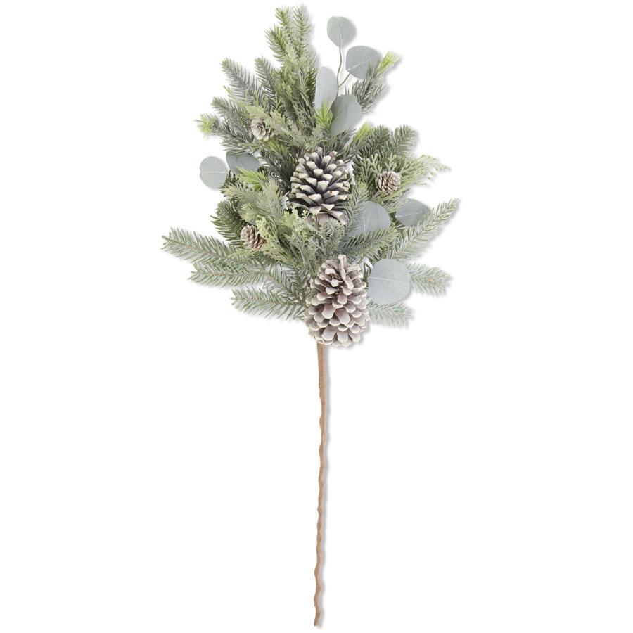 Frosted Fir Pine Spray w/Eucalyptus and Pinecones - 32 Inch