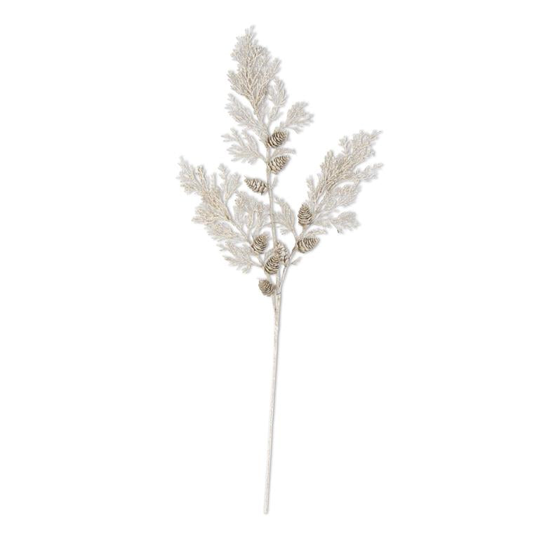 Champagne Glittered Cedar Pine w/Pinecone Spray - 30 Inch