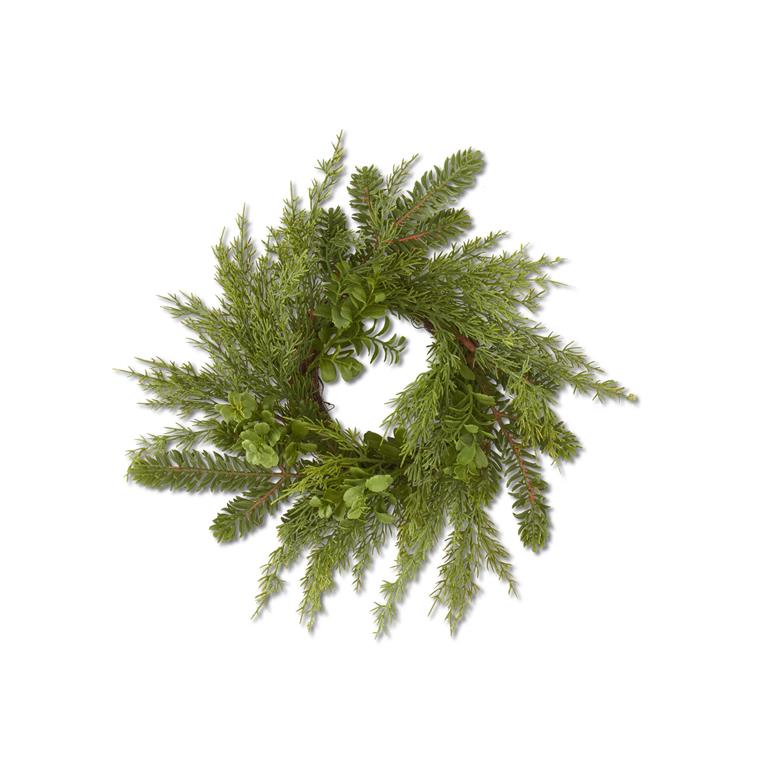 Real Touch Boxwood and Mixed Pine Candle Ring (4.5Dia.) - 16 Inch