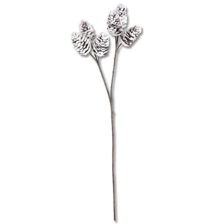 Flocked Pinecone Spray - 32 Inch