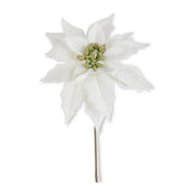 White Poinsettia Pick - 9 Inch
