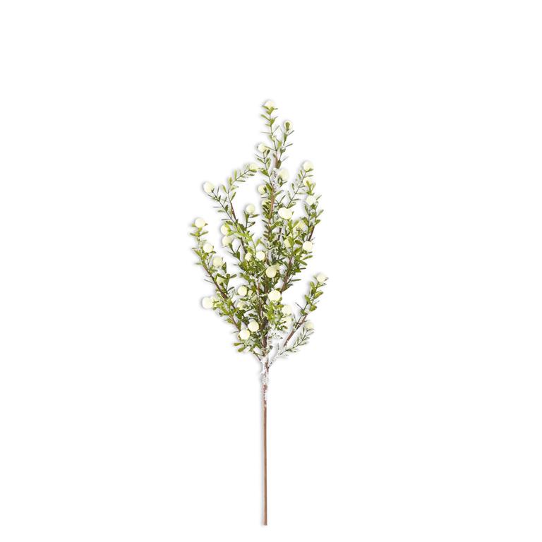 Glittered Snowy White Berry Leaf Bush - 21 Inch