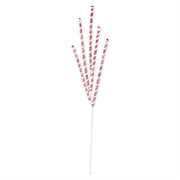 25 Inch Glittered Red & White Flocked Spiral Spike Spray