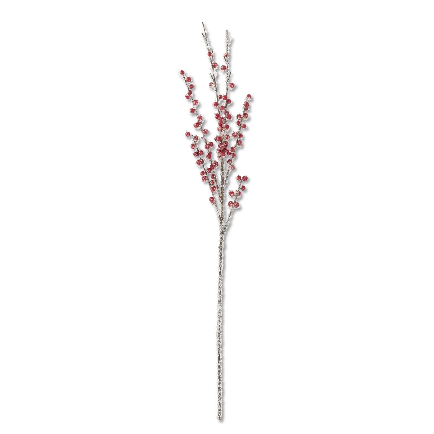 33 Inch Iced Red Berry Stem