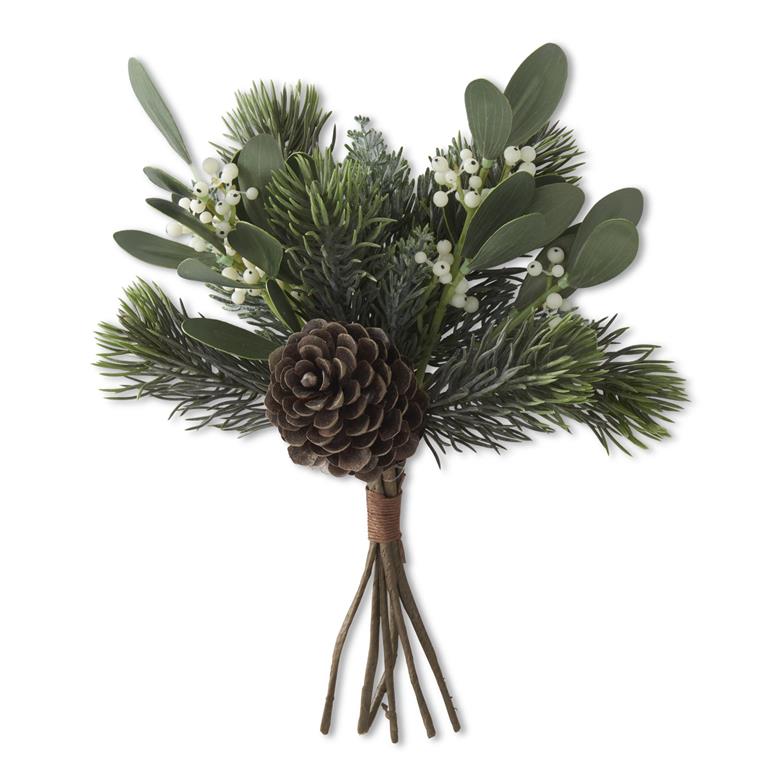 Mixed Pine & Mistletoe Bundle (6 Stems) - 13 Inch