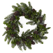 24 Inch Mixed Pine Wreath & Pinecones