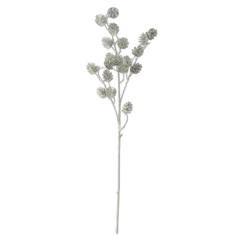 Silver Glittered Pinecone Spray - 30.5 Inch