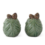 Set of 2 3.5 Inch Green Ceramic Pinecone Salt & Pepper Shakers