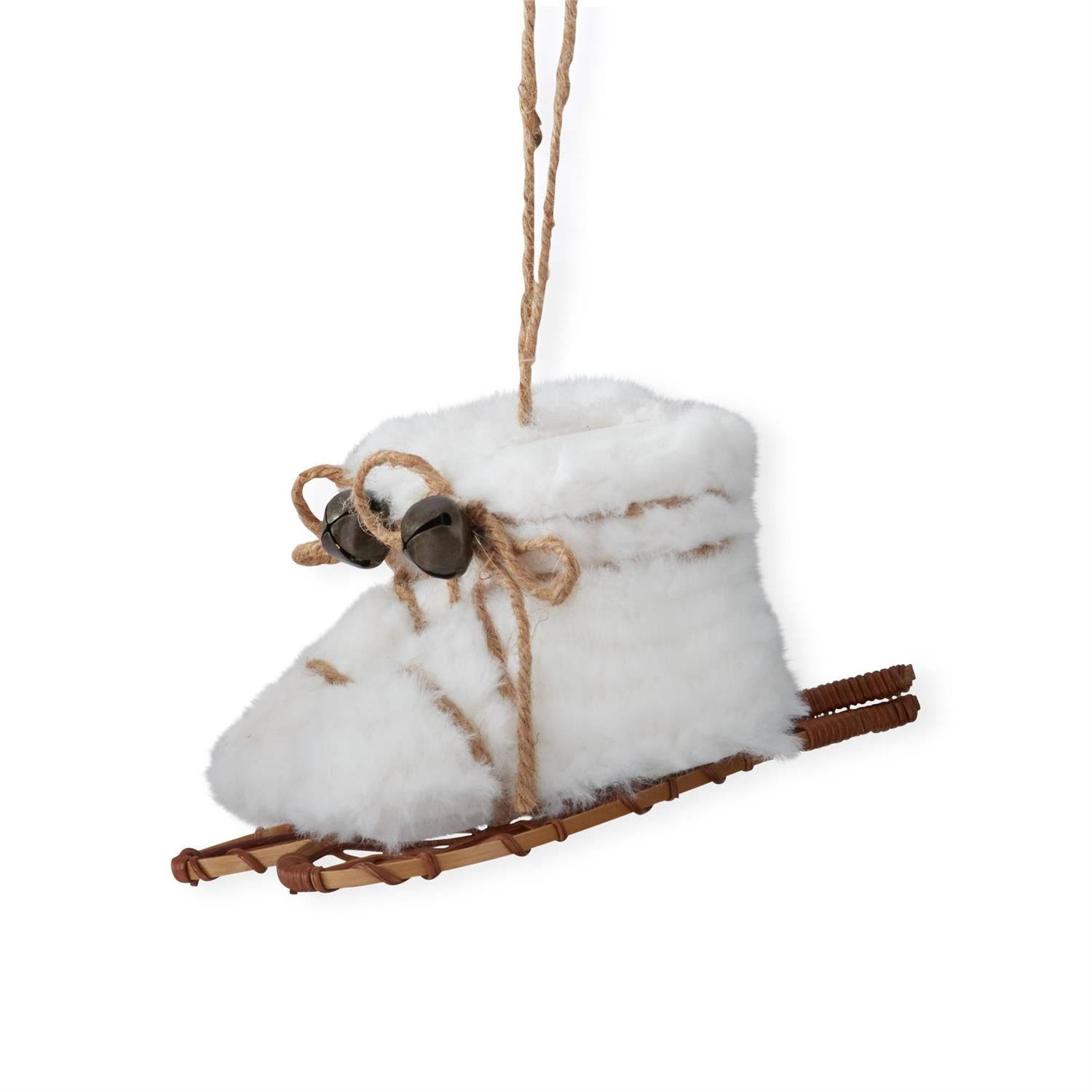 7 Inch White Fur Snowshoes Ornament