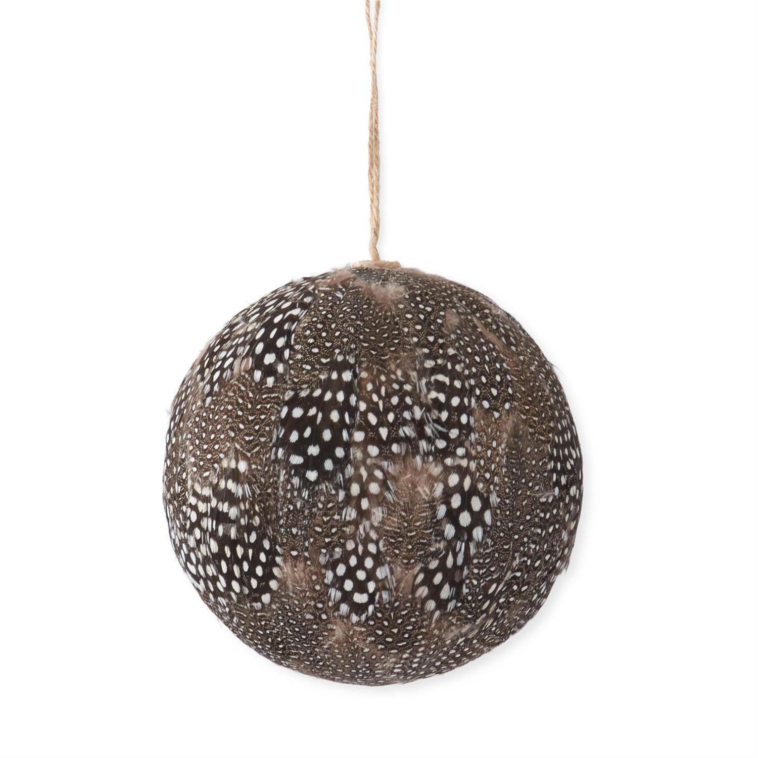 4.75 Inch Round Black Feather Ornament