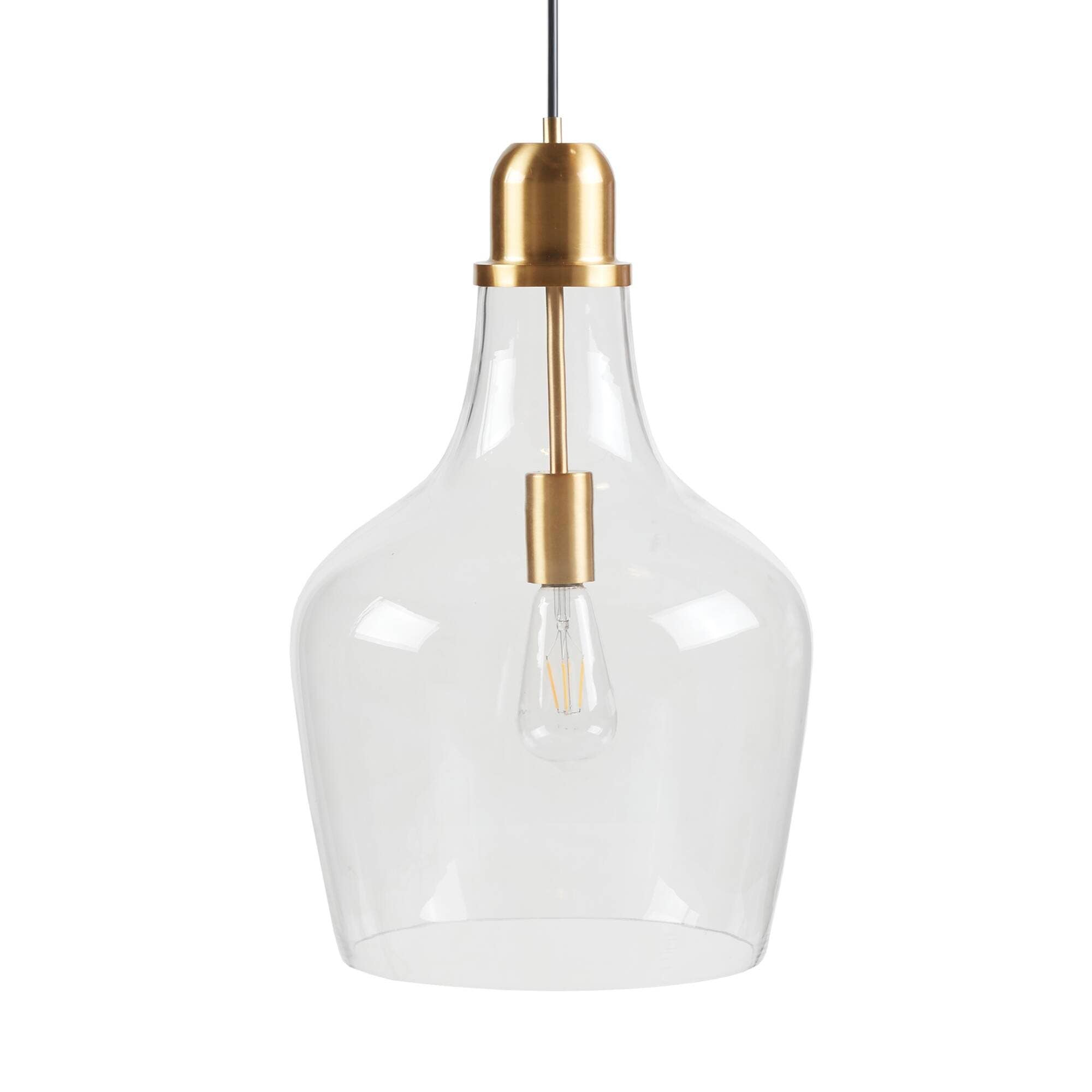 Bell Shaped Glass Pendant, Gold/Clear