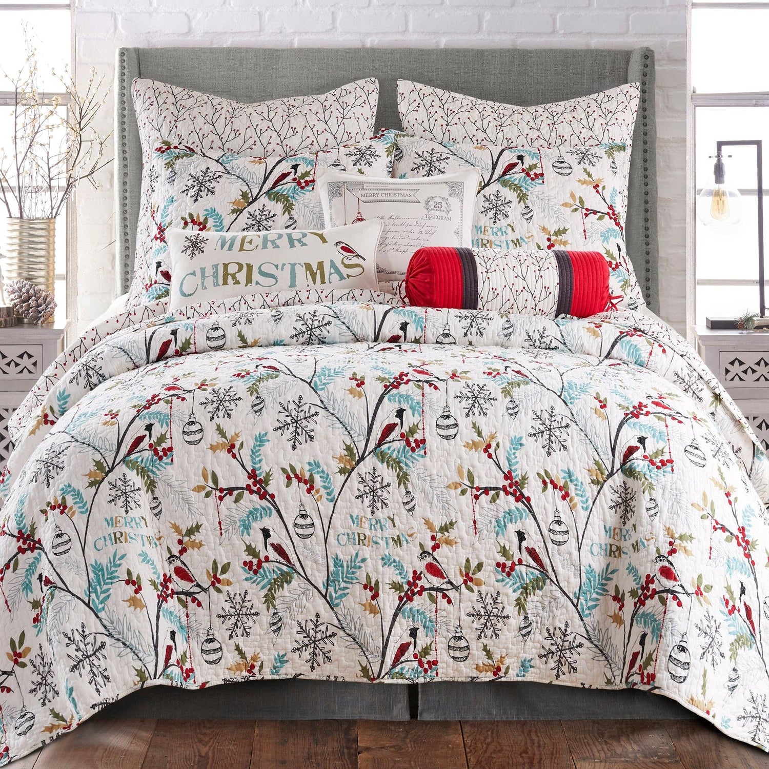 Mistletoe Quilt: Teal / King/Cal King