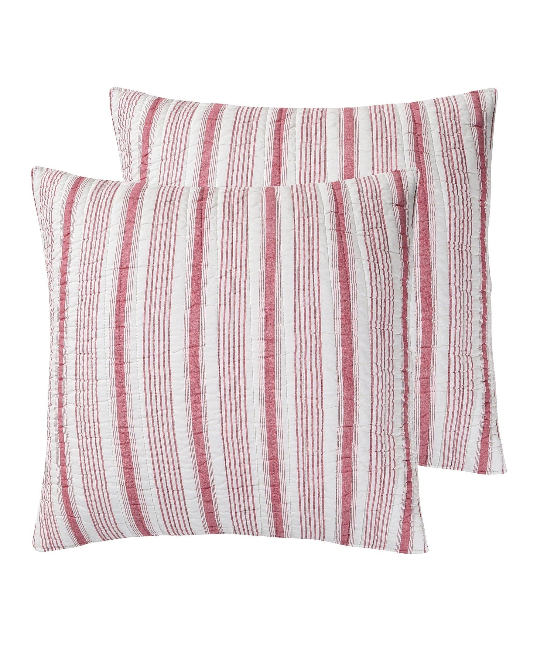 Camden Red Euro Sham Set of 2 -Stripe: Default Title