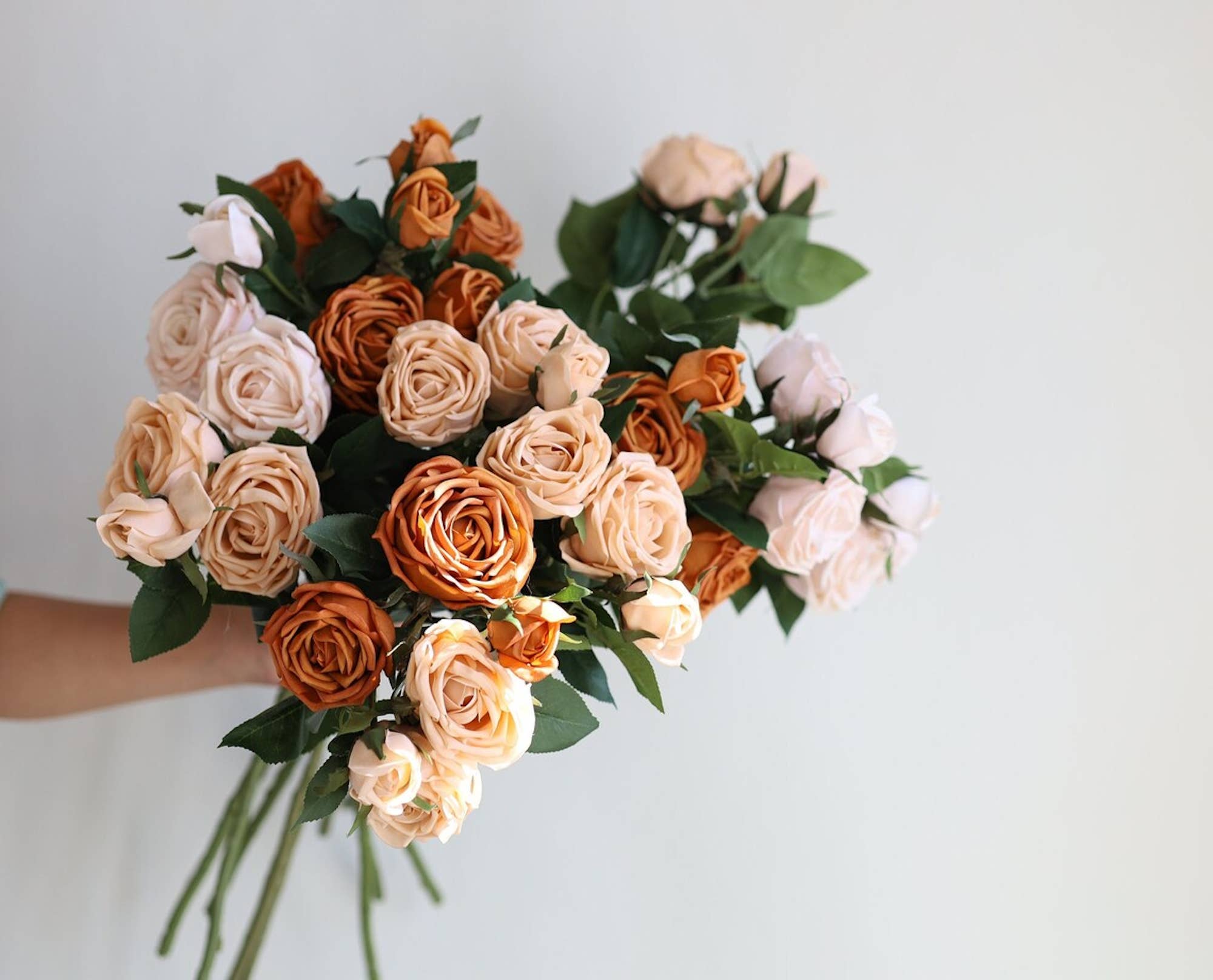 28.75"-Elegant large bloom Real Touch Cabbage Rose: Ivory