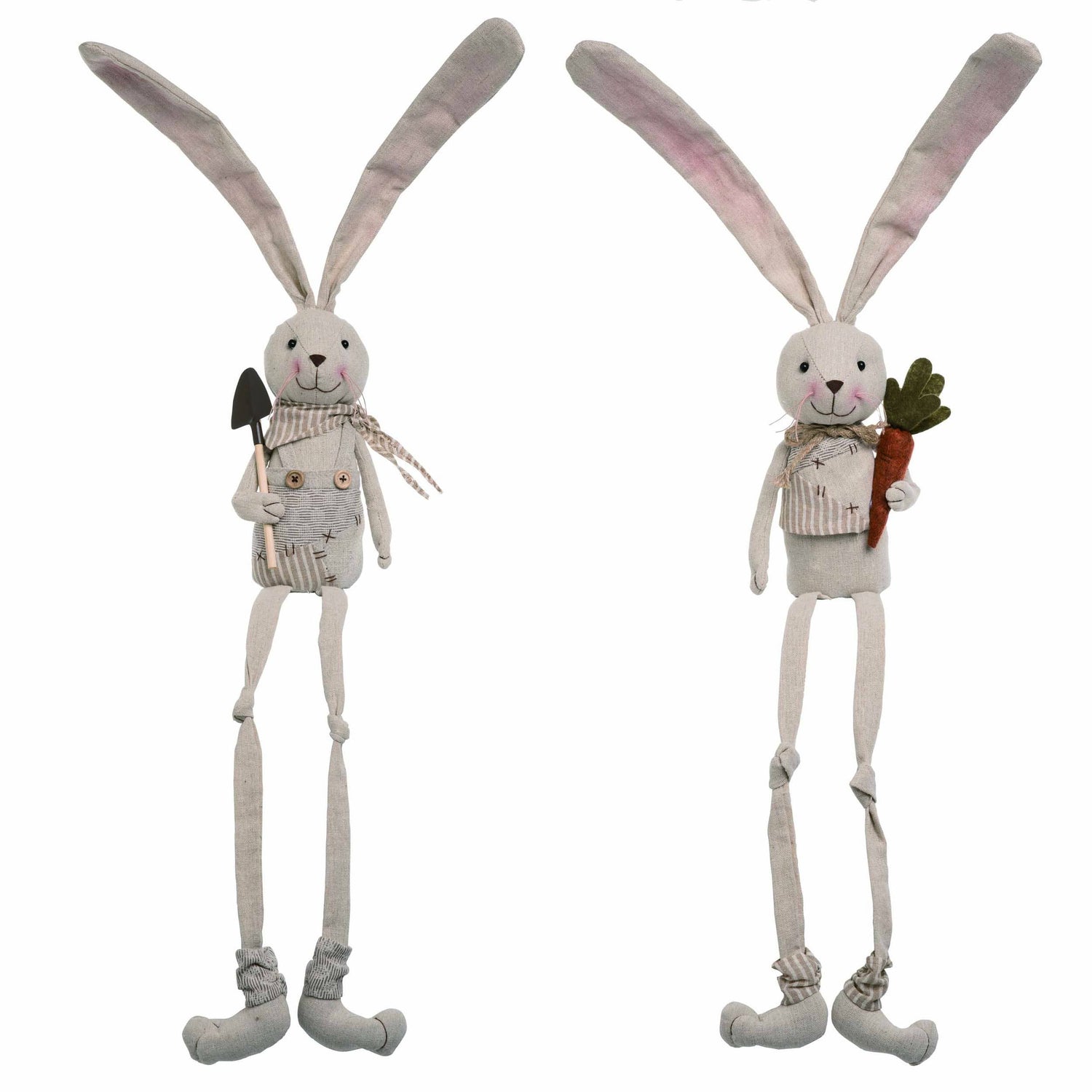 Polyester 23.03" White Easter Bunny Shelf Sitter Set 2