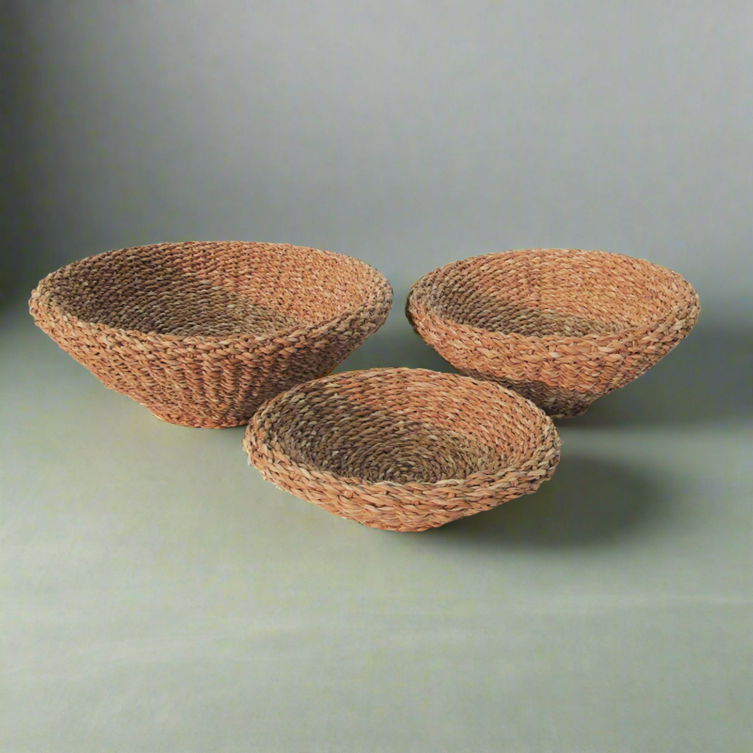 Seagrass Shallow Tapered Baskets, Set Of 3