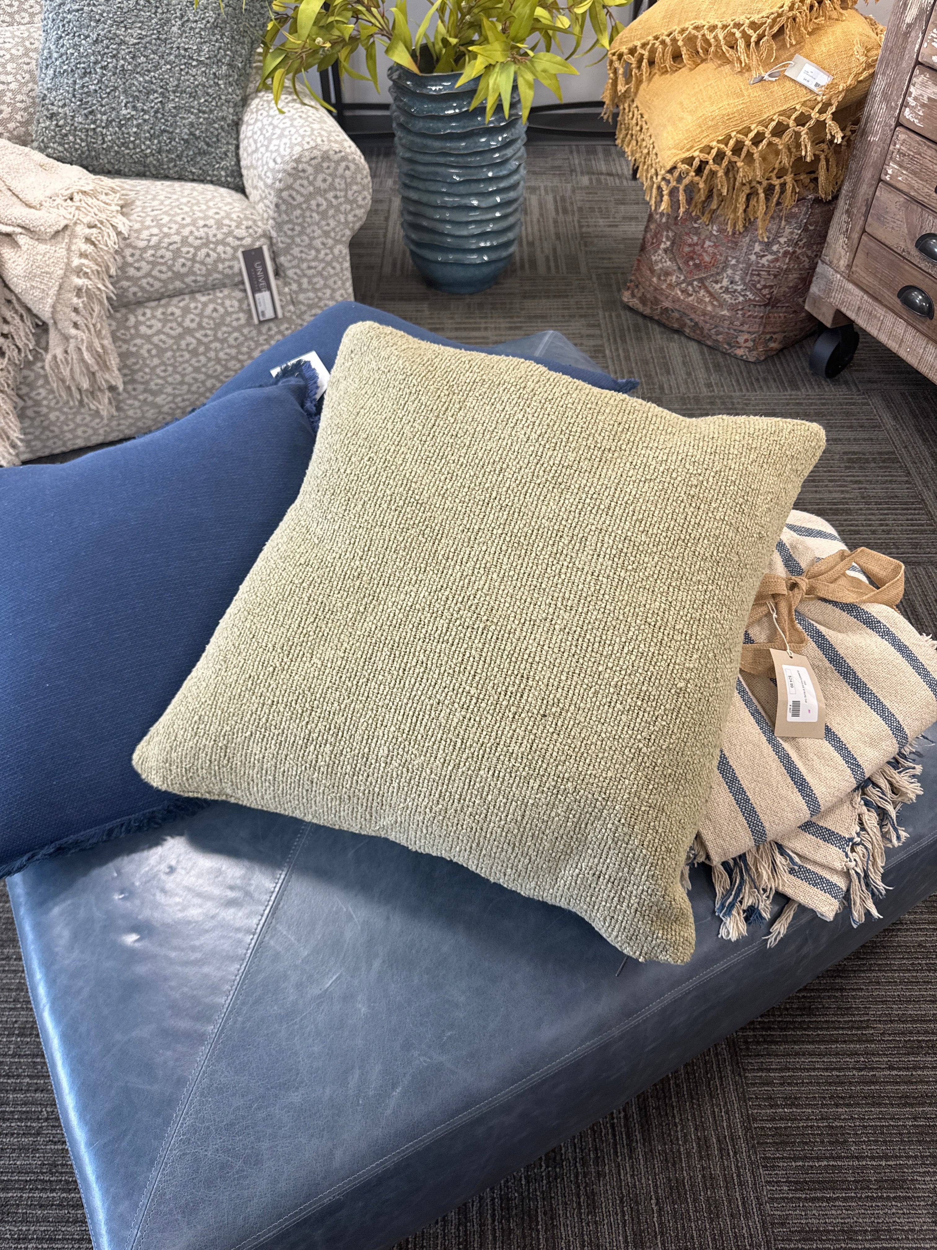 Sava Wheat Green Pillow 22x22